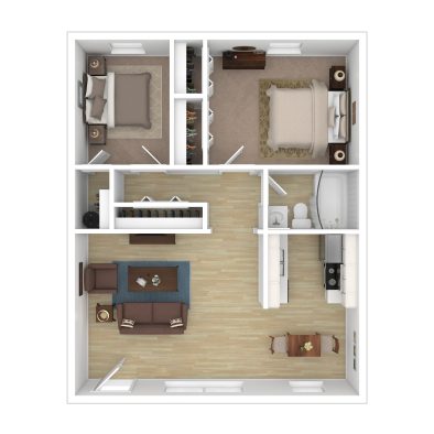 a floor plan of a two bedroom apartment at The Hidden Hills